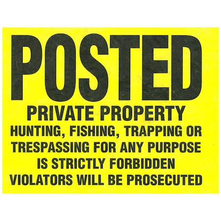 Hillman 11 x 11 in. Black &amp; Yellow Posted Private Property Tyvek Sign -  100 Piece, 5PK 845771